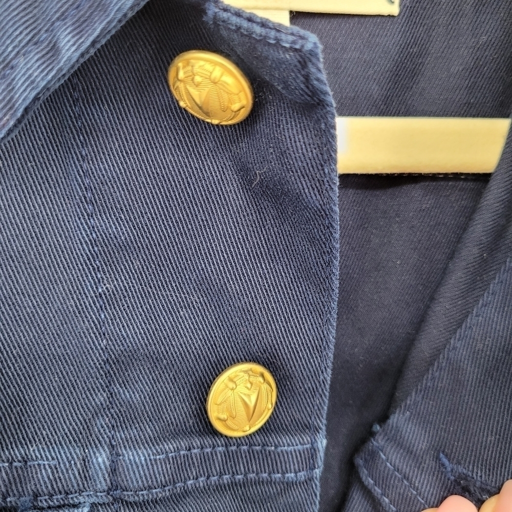 L’agence | Celine Slim Jacket In Marine Ocean Blue denim size small Petit - Picture 12 of 12